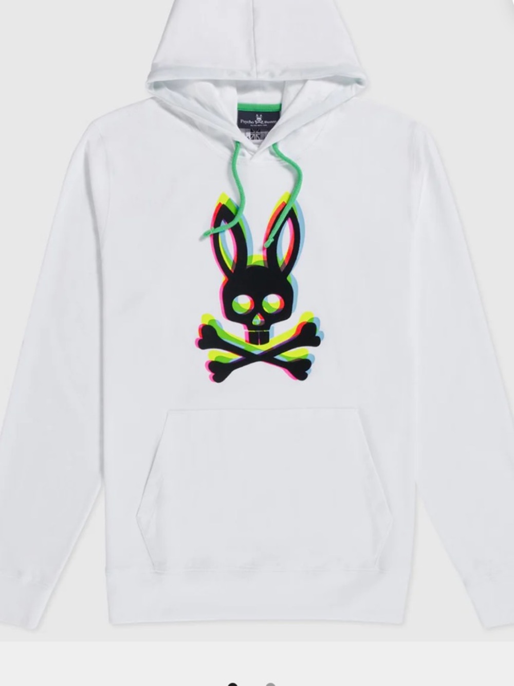 Psycho Bunny White Hoodie with Neon Multicolor Skull